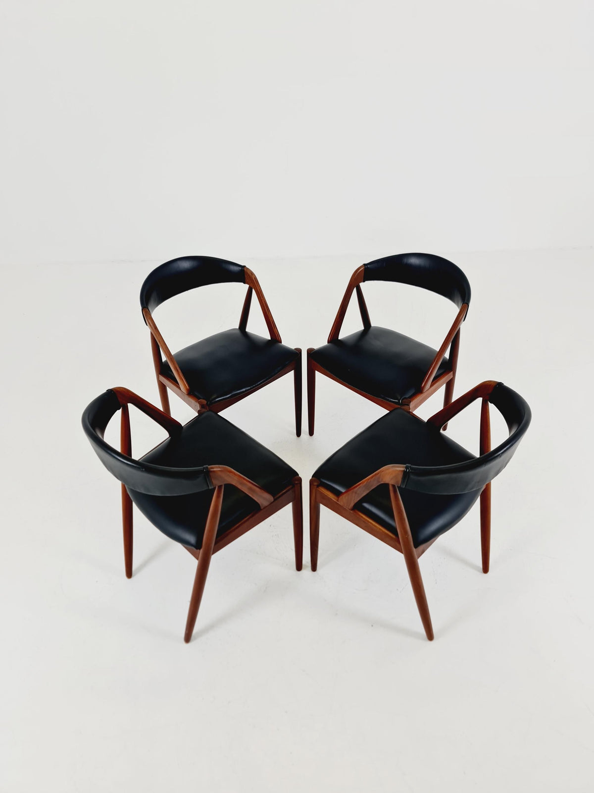 Vintage Danish solid teak dining chairs By Kai Kristiansen for Schou Andersen , 1960s, Set of 4