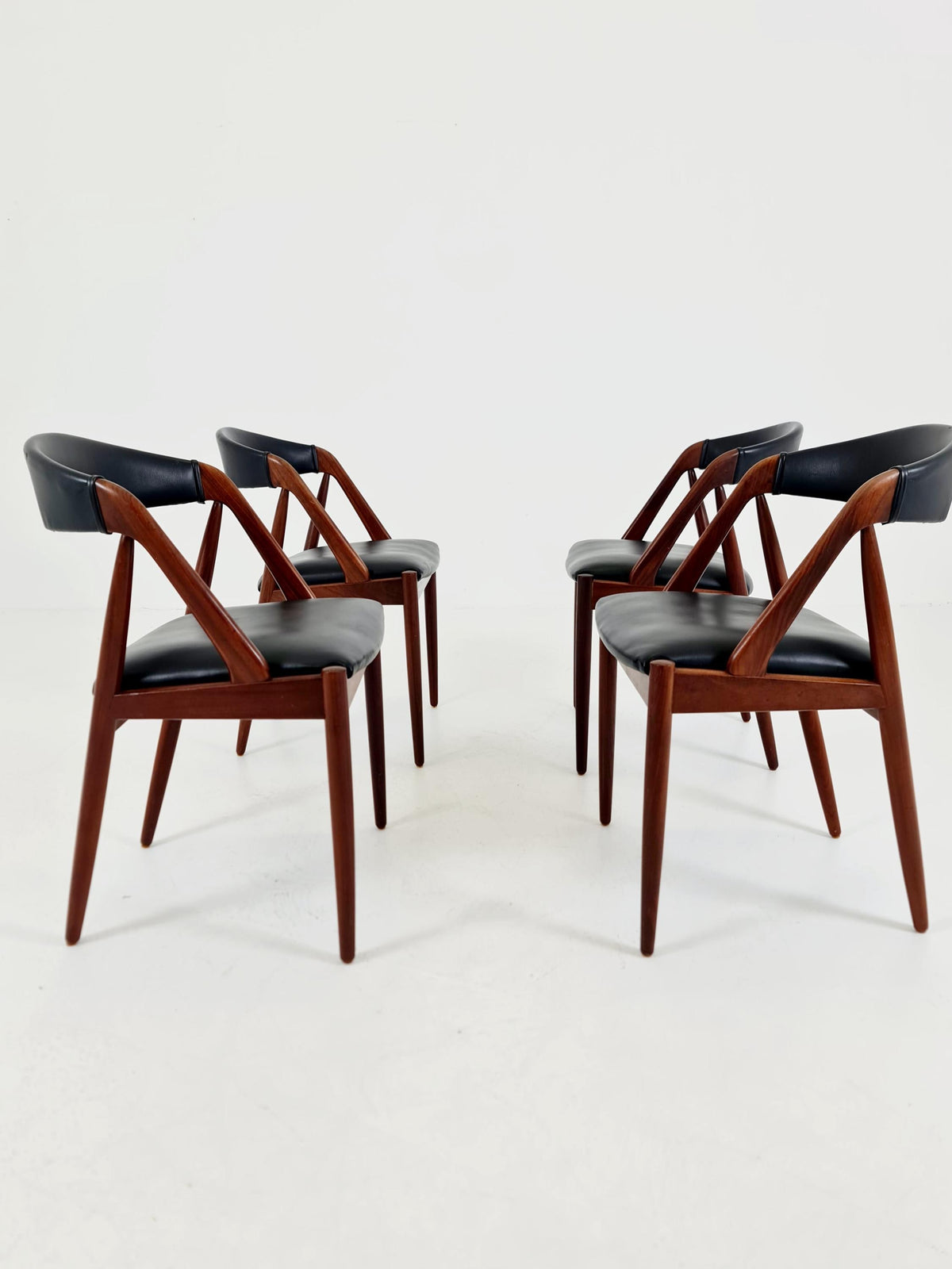 Vintage Danish solid teak dining chairs By Kai Kristiansen for Schou Andersen , 1960s, Set of 4