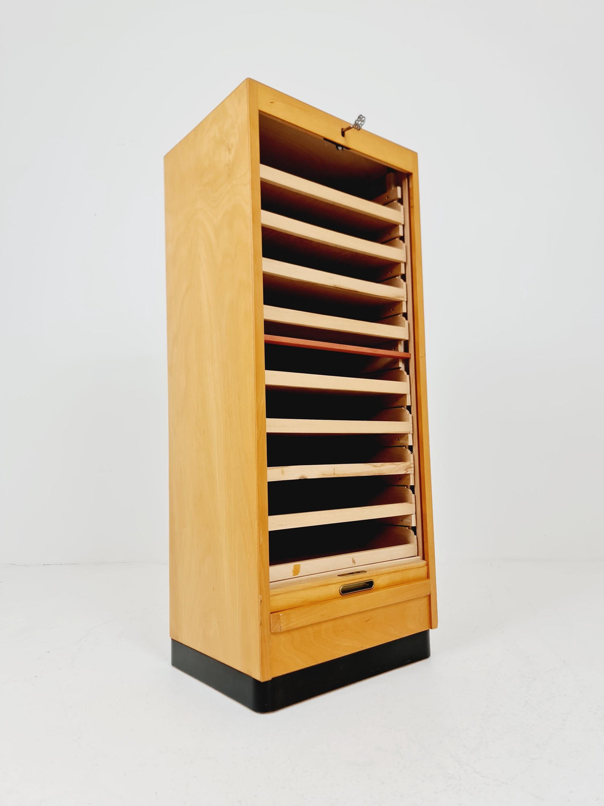 Bauhaus German roll document cabinet in Ash Wood by MW Büro Möbel , 1930s