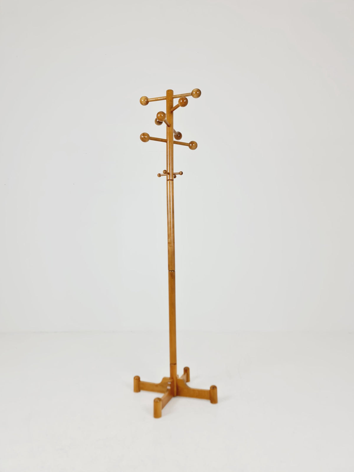 Vintage Mid-Century Modern Wooden Coat Rack – Atomic Sphere Design