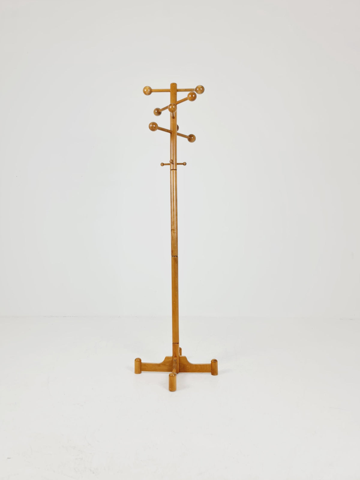 Vintage Mid-Century Modern Wooden Coat Rack – Atomic Sphere Design
