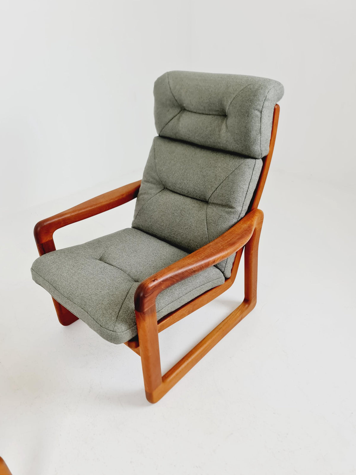 Mid century teak easy lounge chairs With Ottoman by EMC Möbelfabrik , 1970s