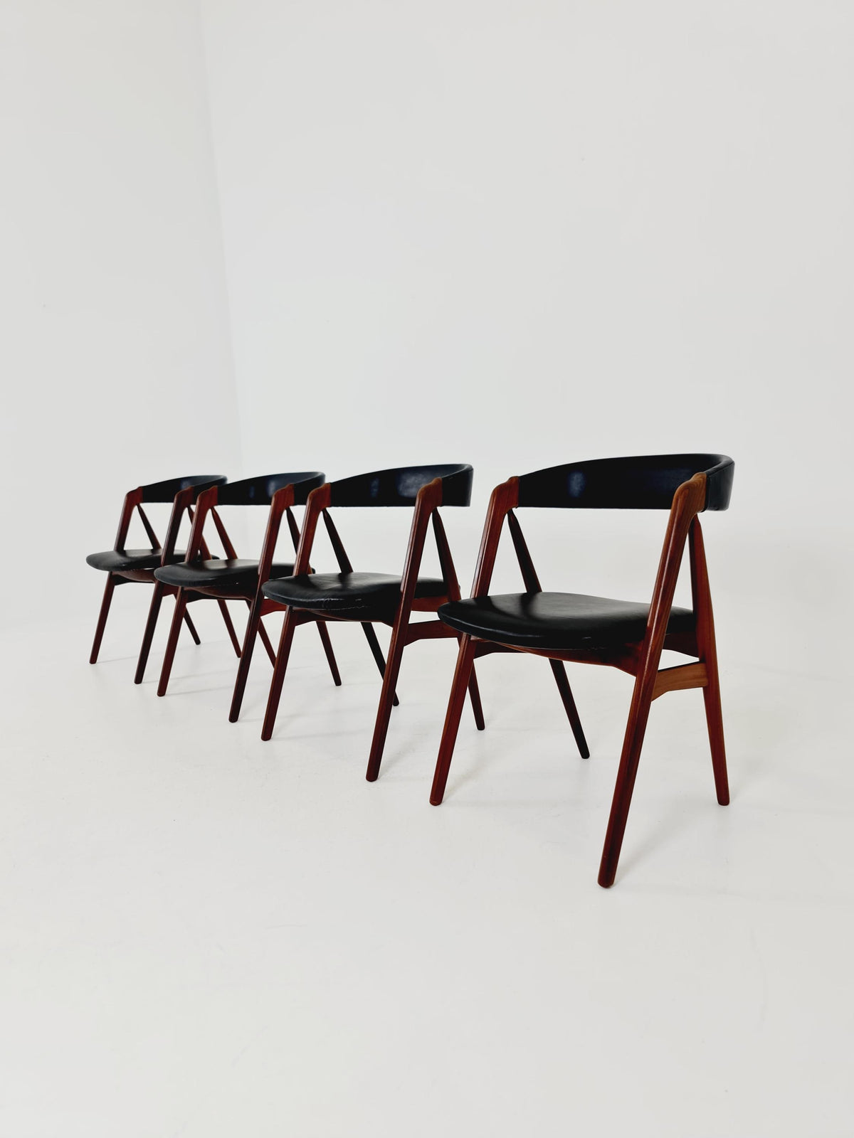 Vintage Danish solid teak dining chairs By Thomas Harlev for Farstrup modell 205 , 1960s, Set of 4