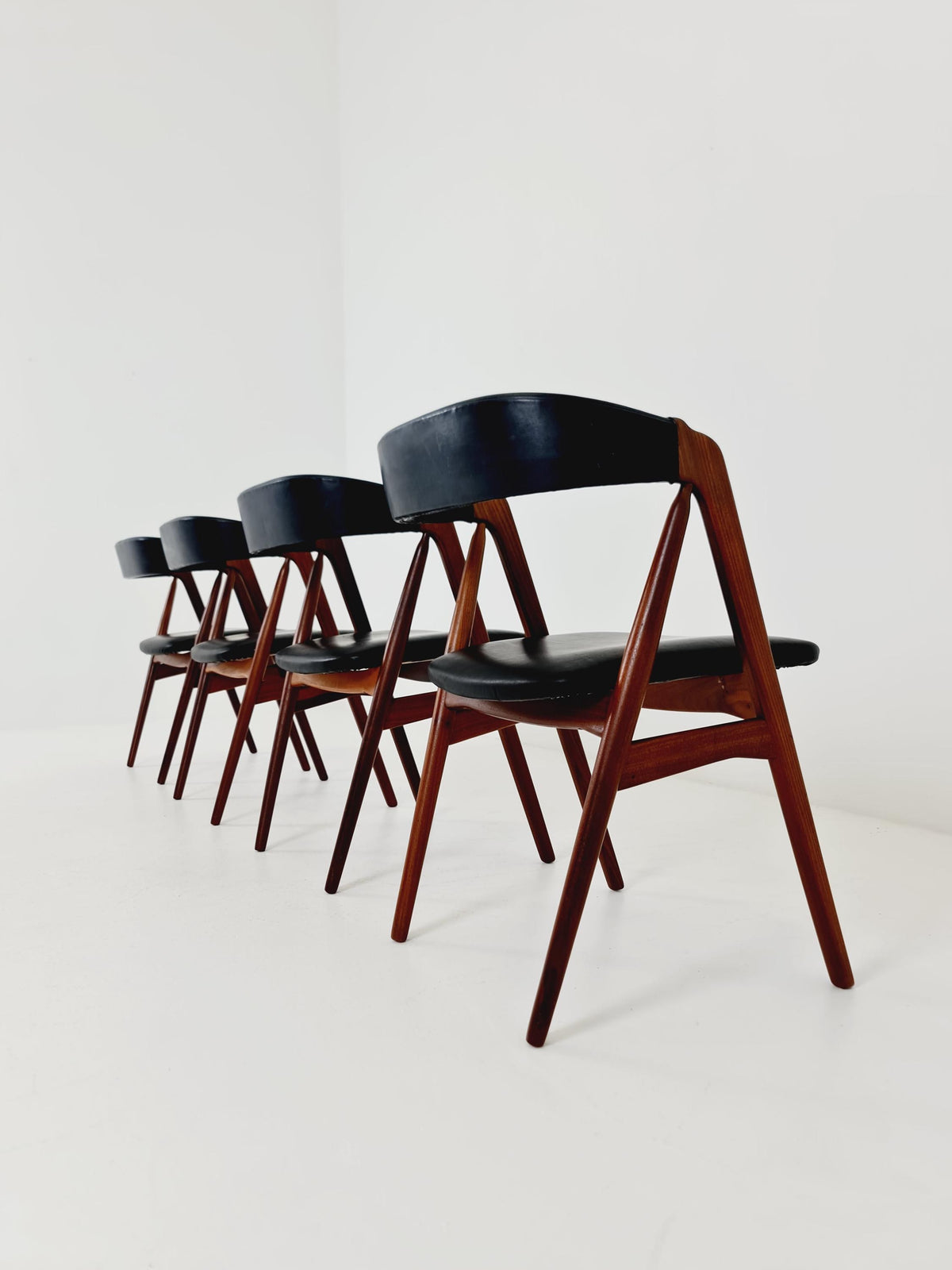 Vintage Danish solid teak dining chairs By Thomas Harlev for Farstrup modell 205 , 1960s, Set of 4