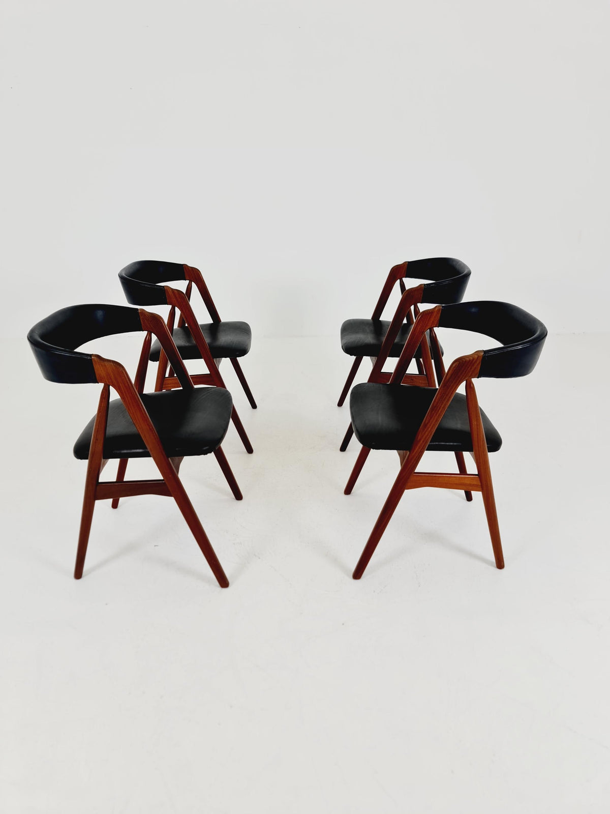 Vintage Danish solid teak dining chairs By Thomas Harlev for Farstrup modell 205 , 1960s, Set of 4