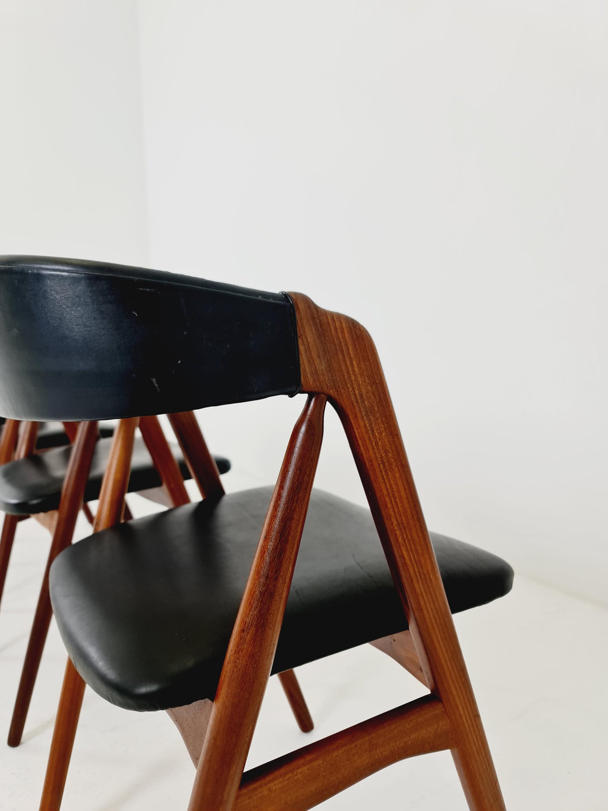 Vintage Danish solid teak dining chairs By Thomas Harlev for Farstrup modell 205 , 1960s, Set of 4