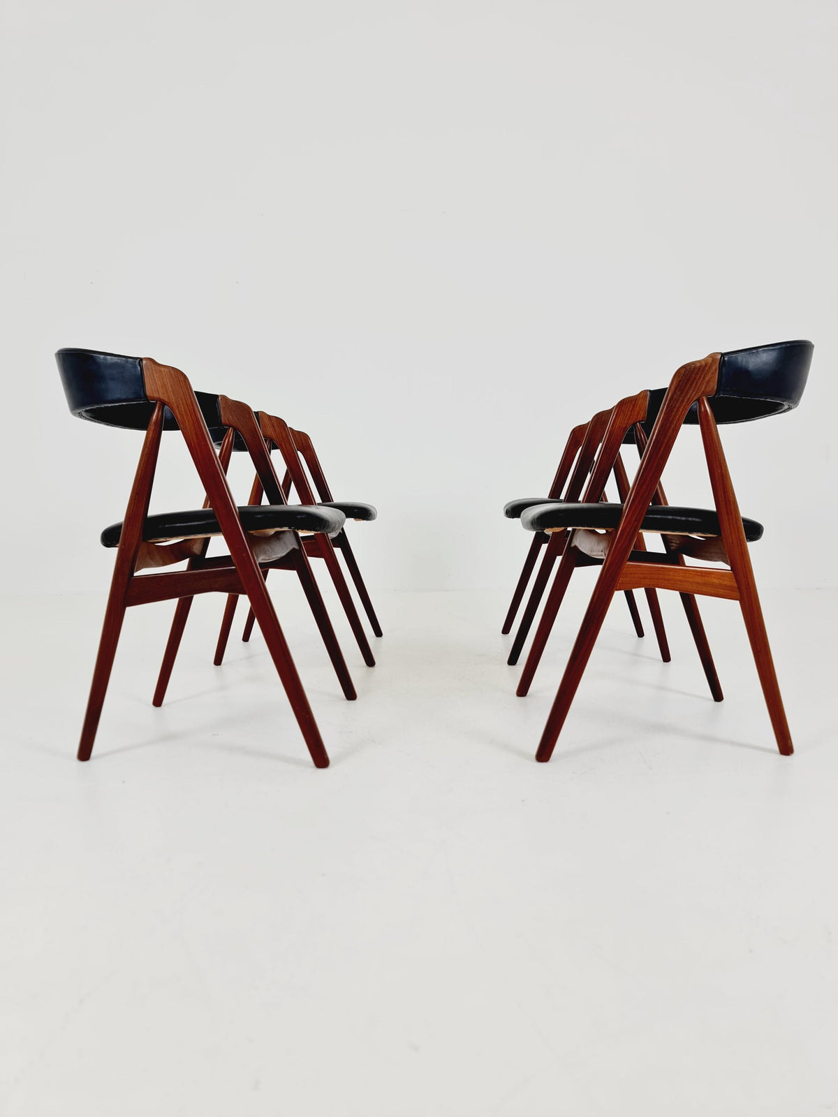Vintage Danish solid teak dining chairs By Thomas Harlev for Farstrup modell 205 , 1960s, Set of 4