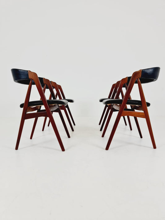 Vintage Danish solid teak dining chairs By Thomas Harlev for Farstrup modell 205 , 1960s, Set of 4