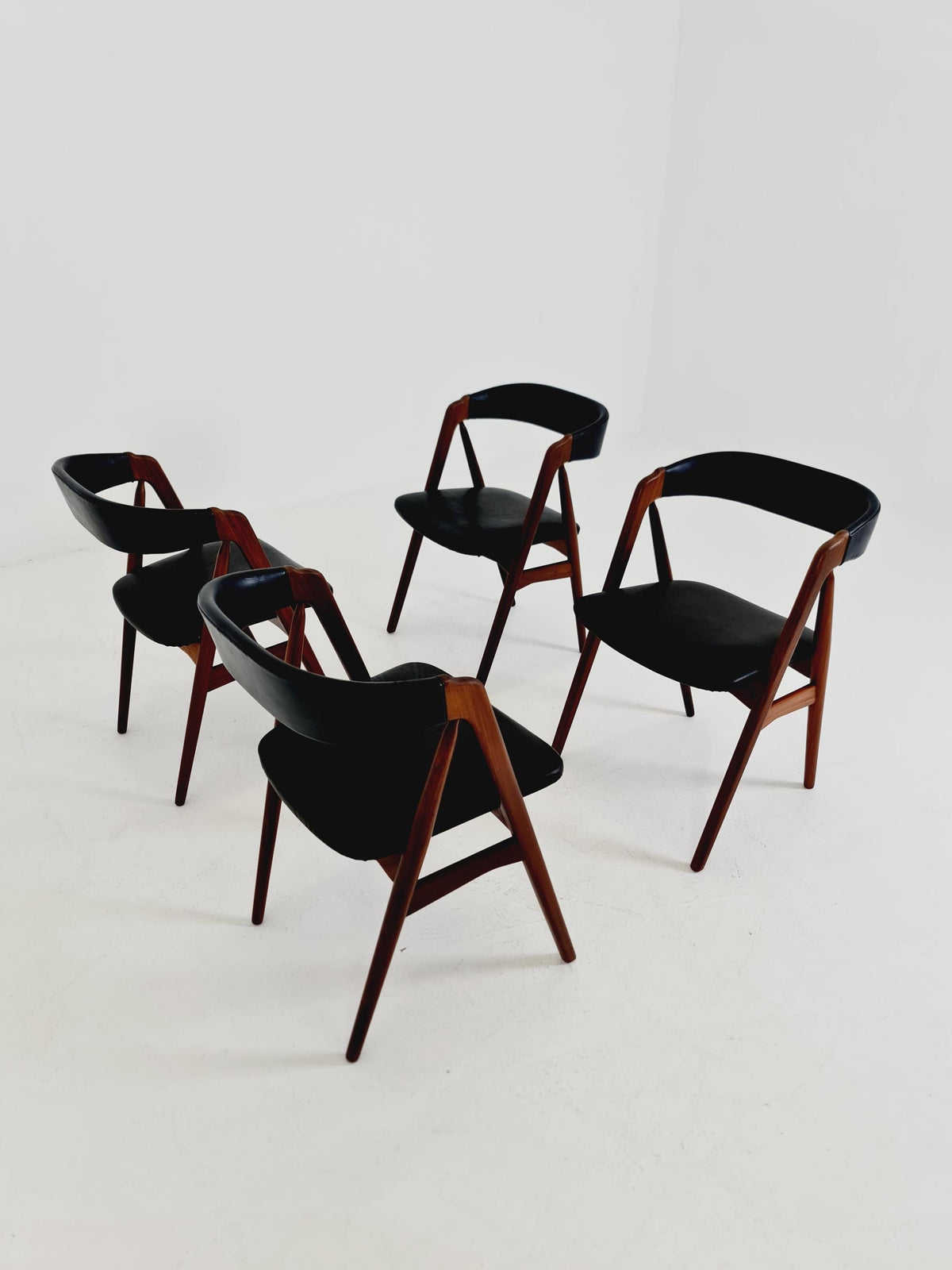Vintage Danish solid teak dining chairs By Thomas Harlev for Farstrup modell 205 , 1960s, Set of 4