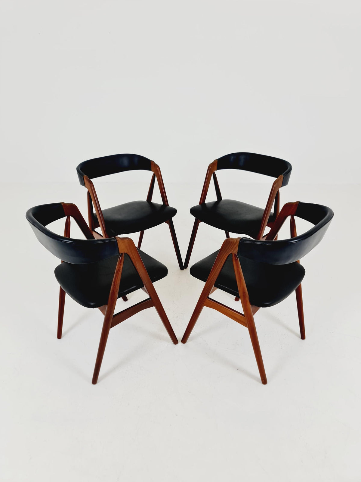 Vintage Danish solid teak dining chairs By Thomas Harlev for Farstrup modell 205 , 1960s, Set of 4