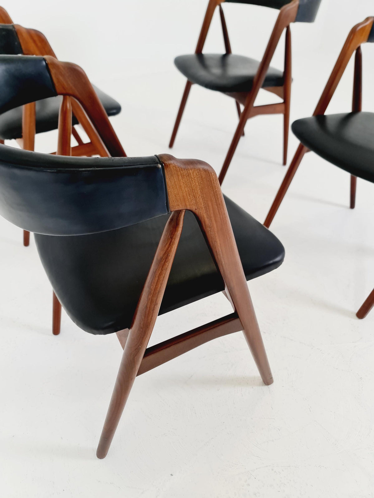 Vintage Danish solid teak dining chairs By Thomas Harlev for Farstrup modell 205 , 1960s, Set of 4