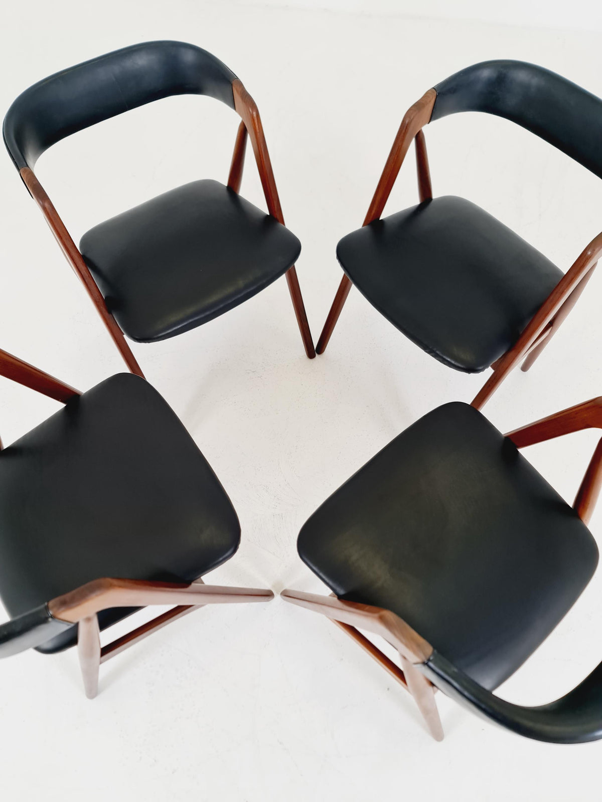 Vintage Danish solid teak dining chairs By Thomas Harlev for Farstrup modell 205 , 1960s, Set of 4