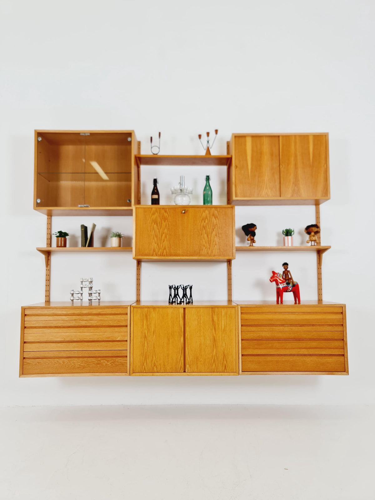 Big Mid century Danish Oak Wall Unit with 6 cabinets by Poul Cadovius for Cado, Denmark, 1960s