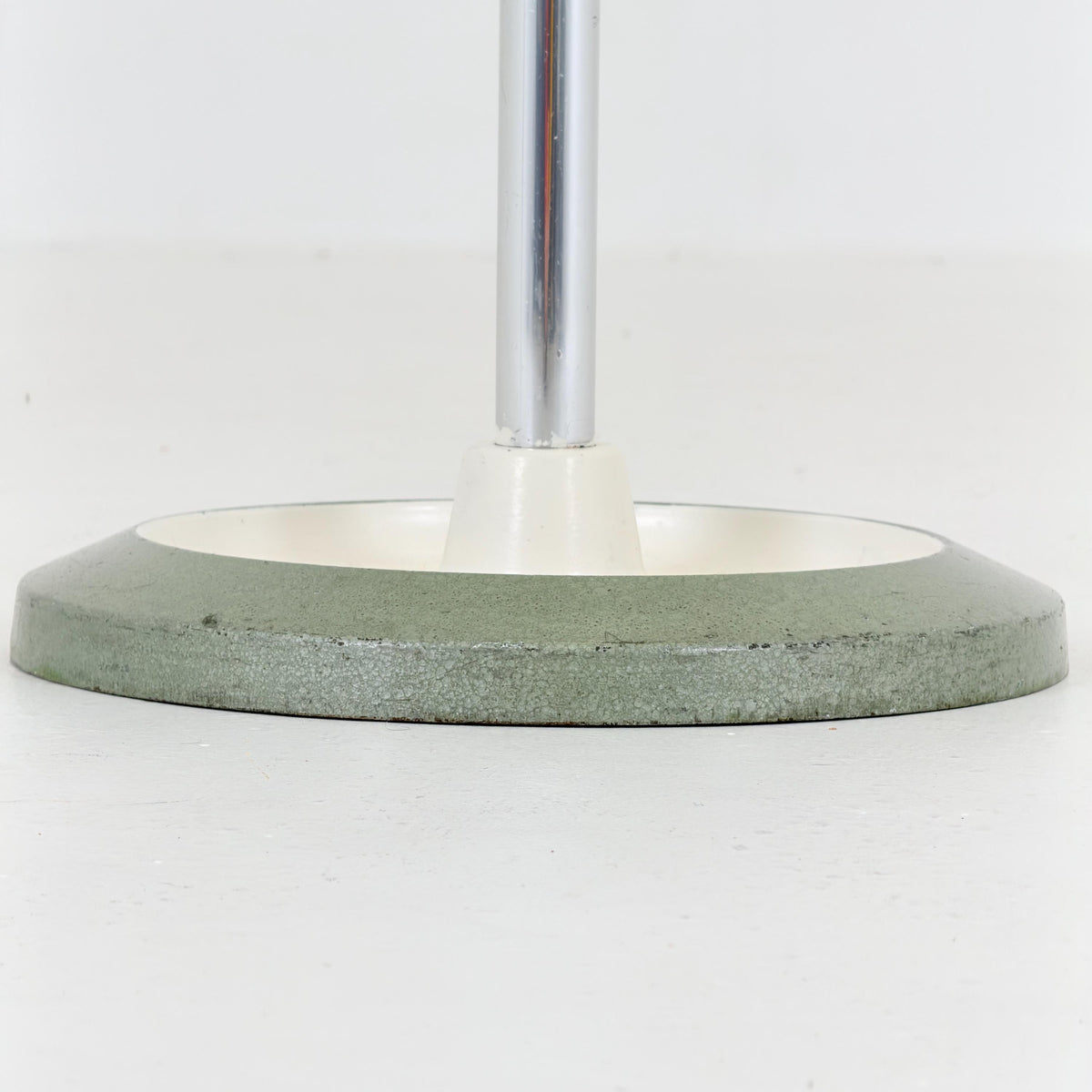 Mid Century Modern Coat Stand by Jacques Adnet, 1960s French Design, Green Metal Hall Tree with Swivel Hooks and Umbrella Holder