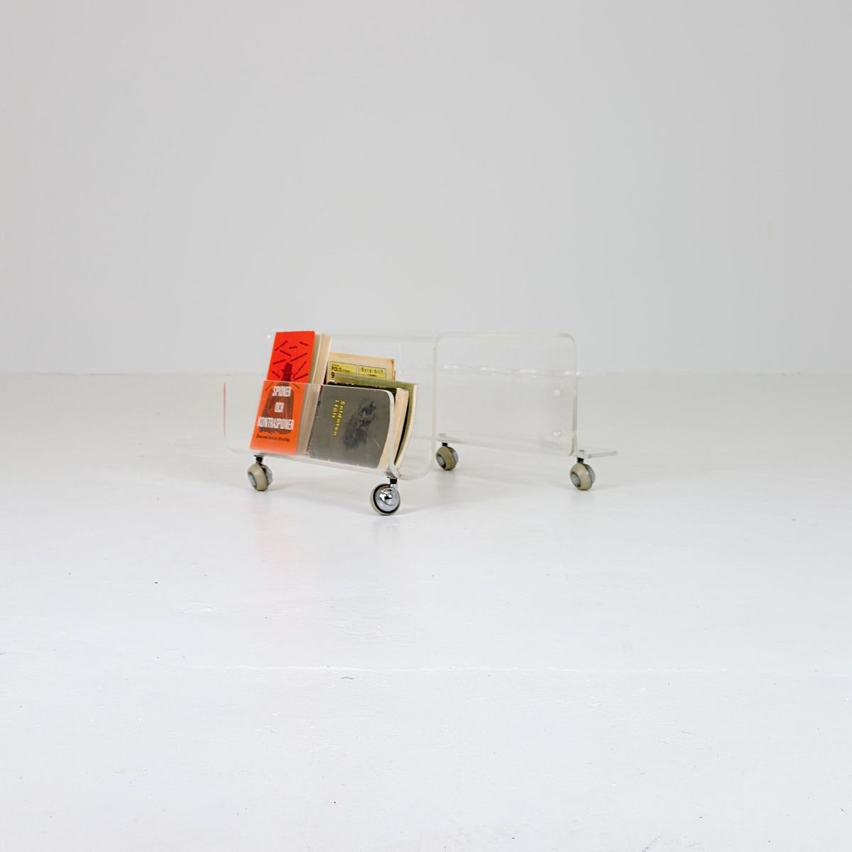 Space age Smoked Brown Plexiglass Trolley-side table by Michel Dumas for Roche Bobois 1970s