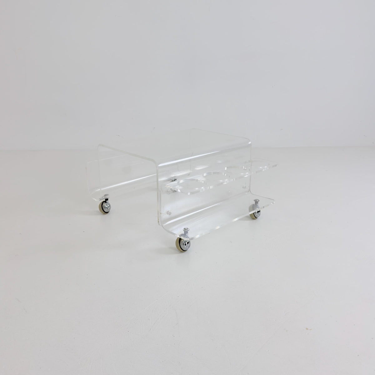 Space age Smoked Brown Plexiglass Trolley-side table by Michel Dumas for Roche Bobois 1970s