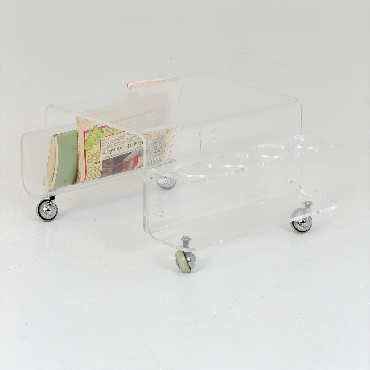 Space age Smoked Brown Plexiglass Trolley-side table by Michel Dumas for Roche Bobois 1970s