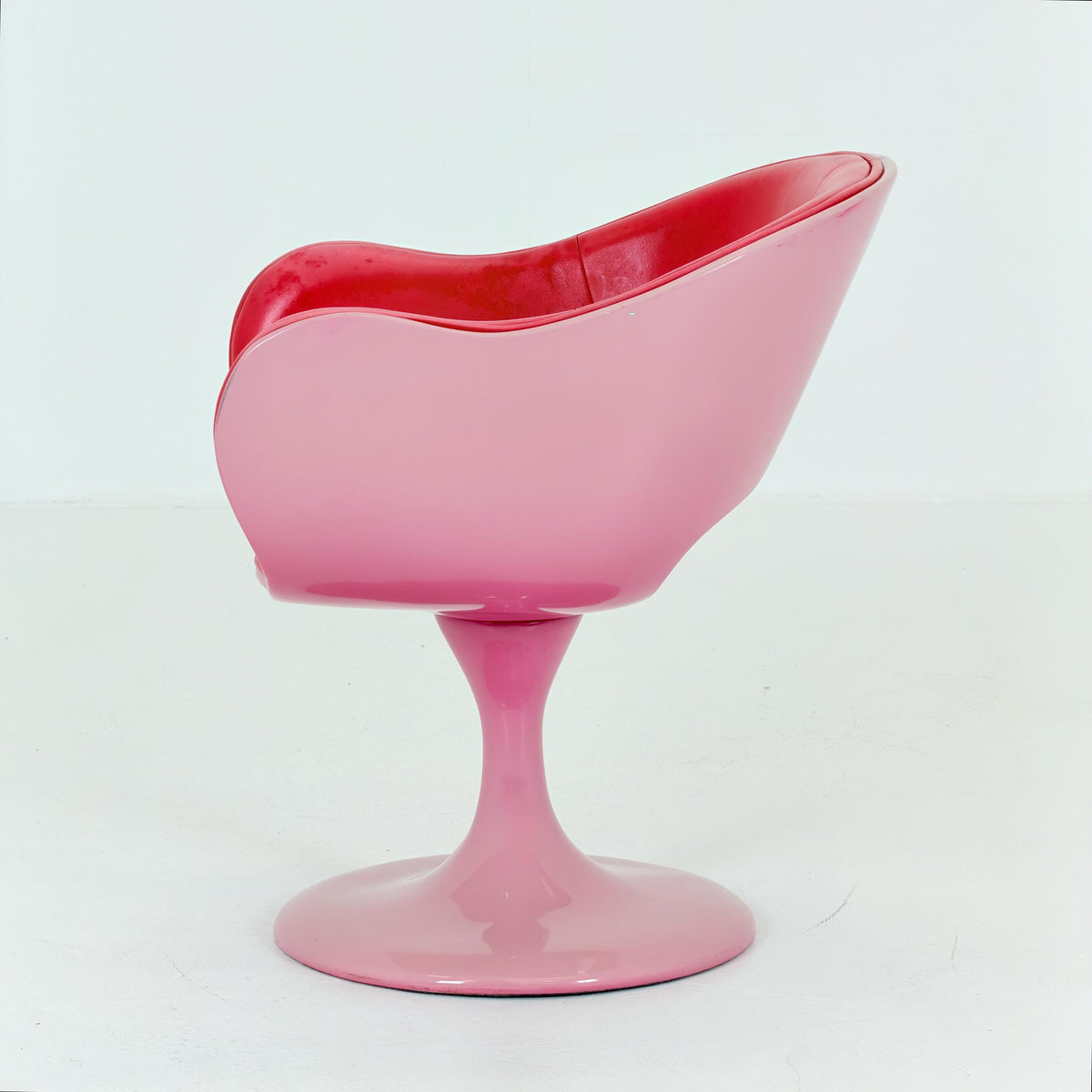 Mid Century Modern Design Italian Space Age Tulip Swivel Armchair, 1980s Italy