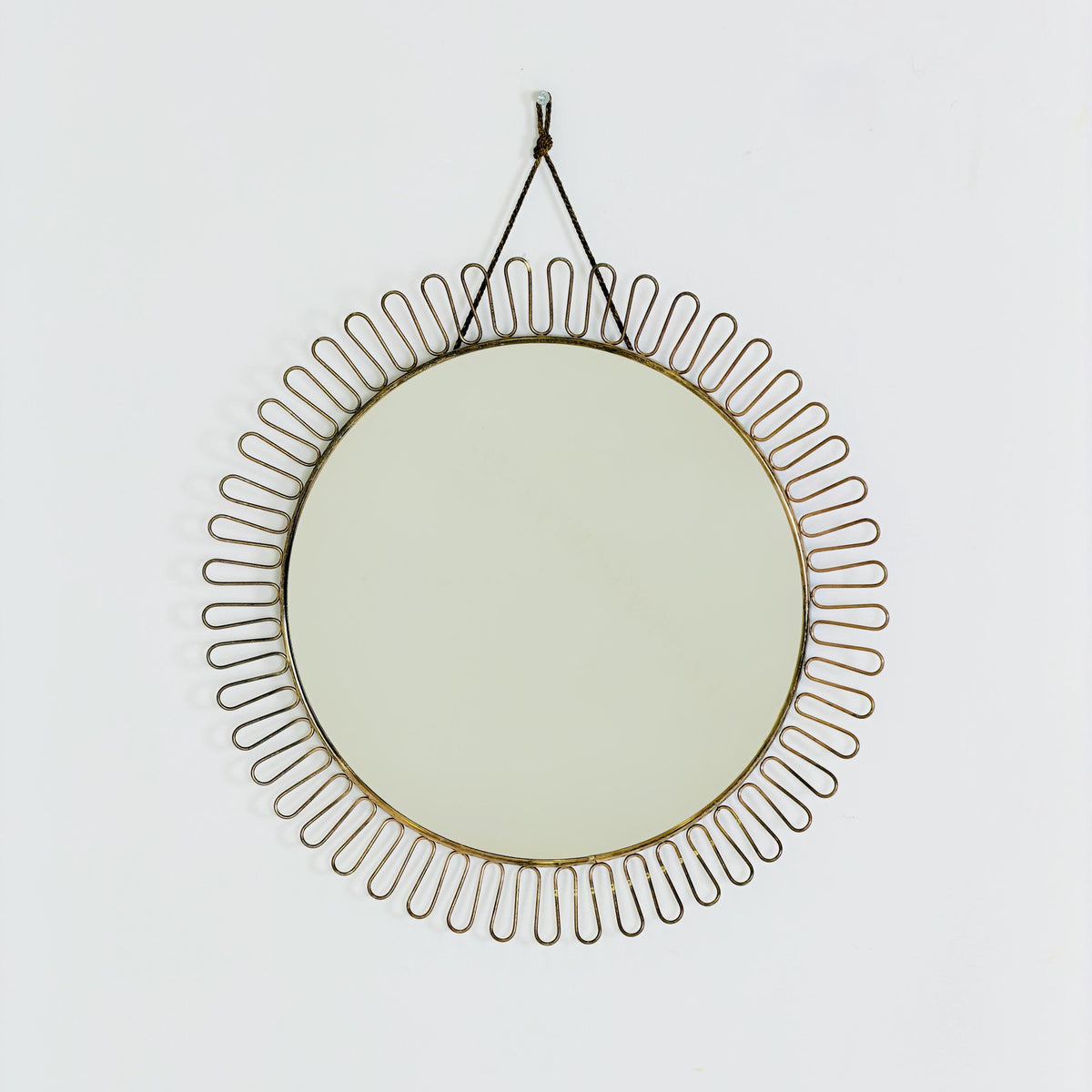 Mid-century wall mirror by Josef Frank Svenskt Tenn, Austria, Sweden, brass, 1960s