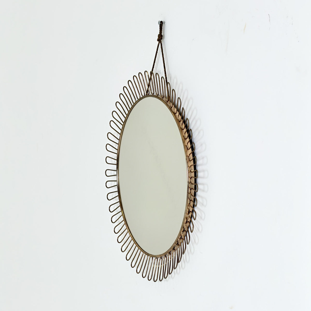 Mid-century wall mirror by Josef Frank Svenskt Tenn, Austria, Sweden, brass, 1960s