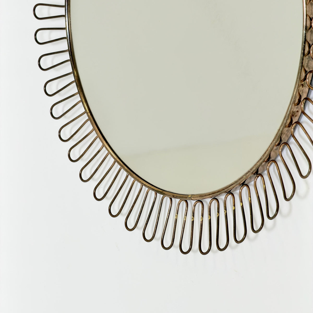 Mid-century wall mirror by Josef Frank Svenskt Tenn, Austria, Sweden, brass, 1960s