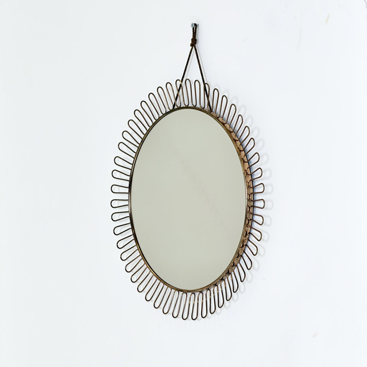 Mid-century wall mirror by Josef Frank Svenskt Tenn, Austria, Sweden, brass, 1960s