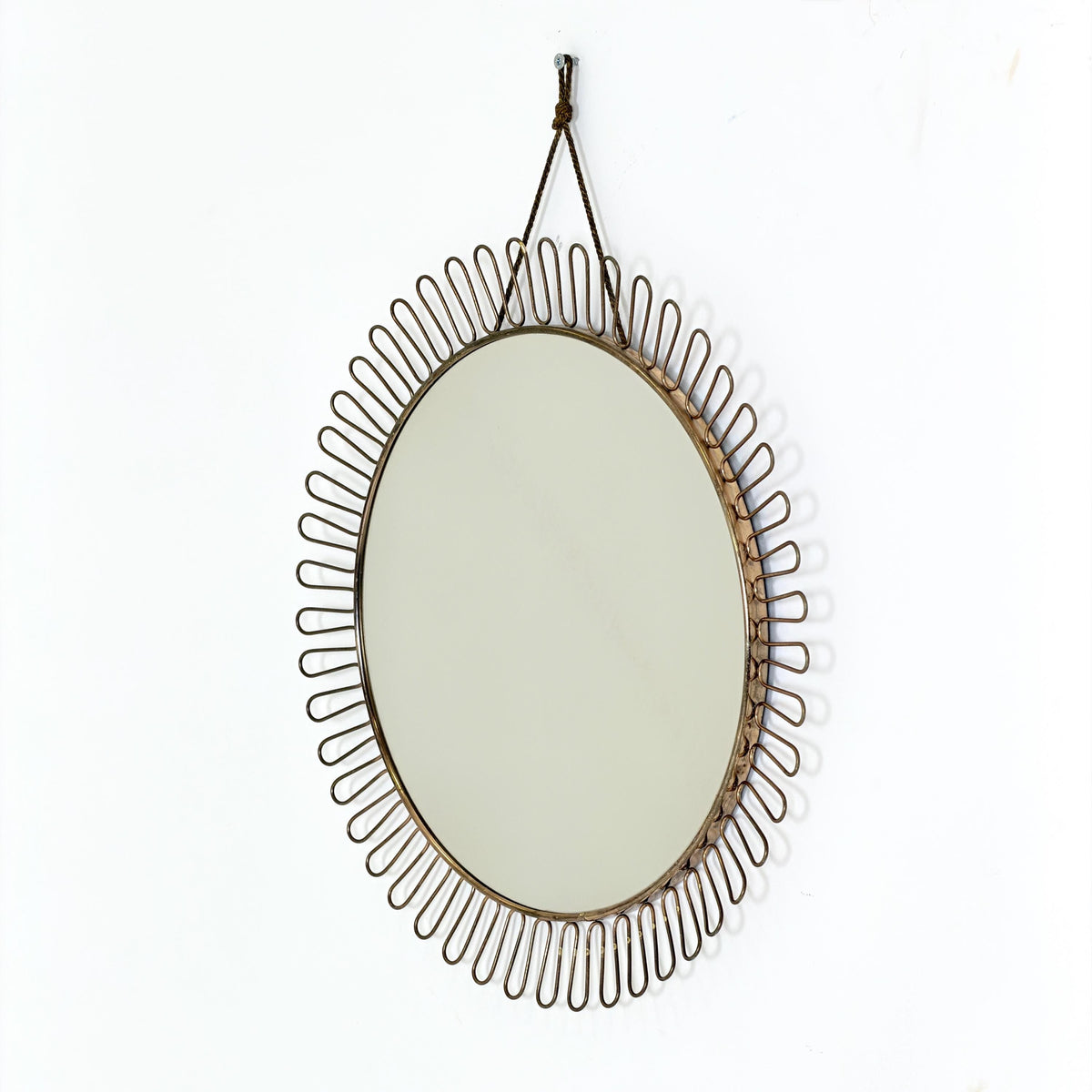 Mid-century wall mirror by Josef Frank Svenskt Tenn, Austria, Sweden, brass, 1960s