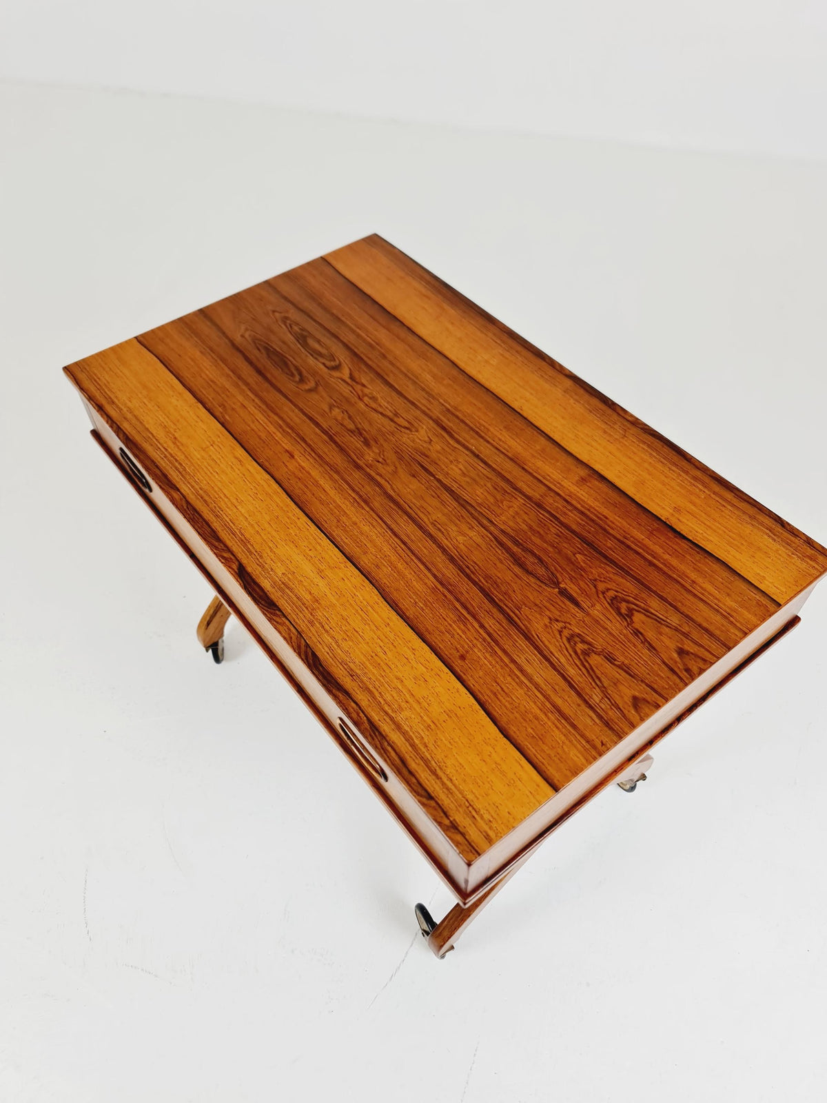 Rare Vintage Danish Rosewood and rattan sewing table/ side table cabinet , 1960s