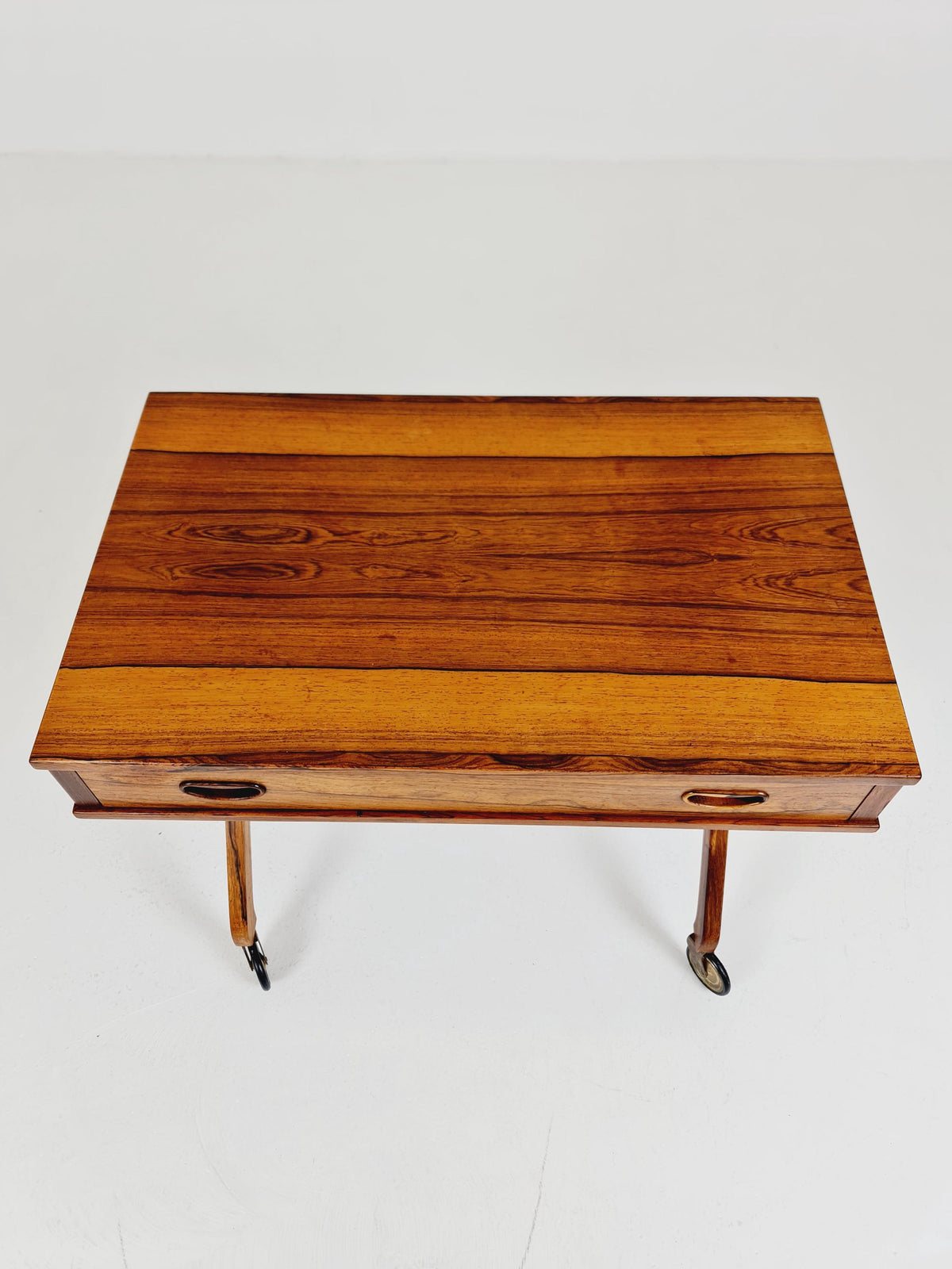 Rare Vintage Danish Rosewood and rattan sewing table/ side table cabinet , 1960s