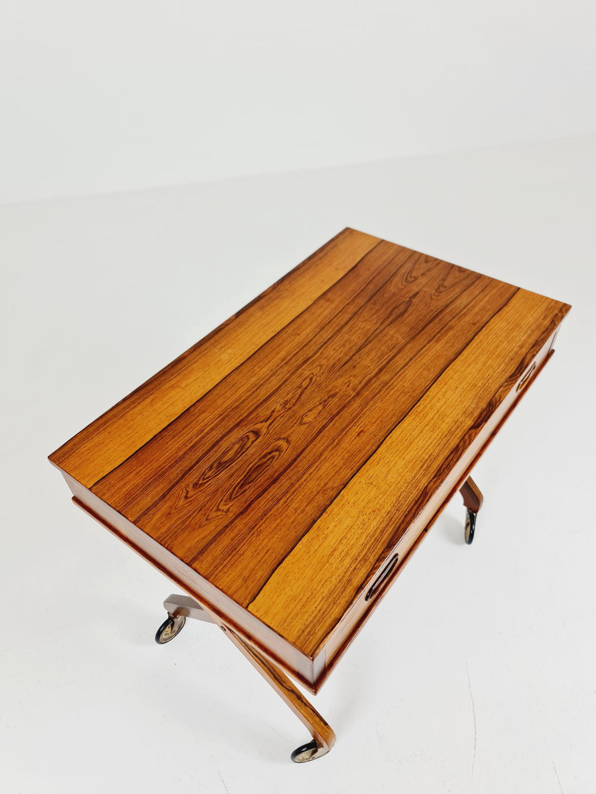 Rare Vintage Danish Rosewood and rattan sewing table/ side table cabinet , 1960s