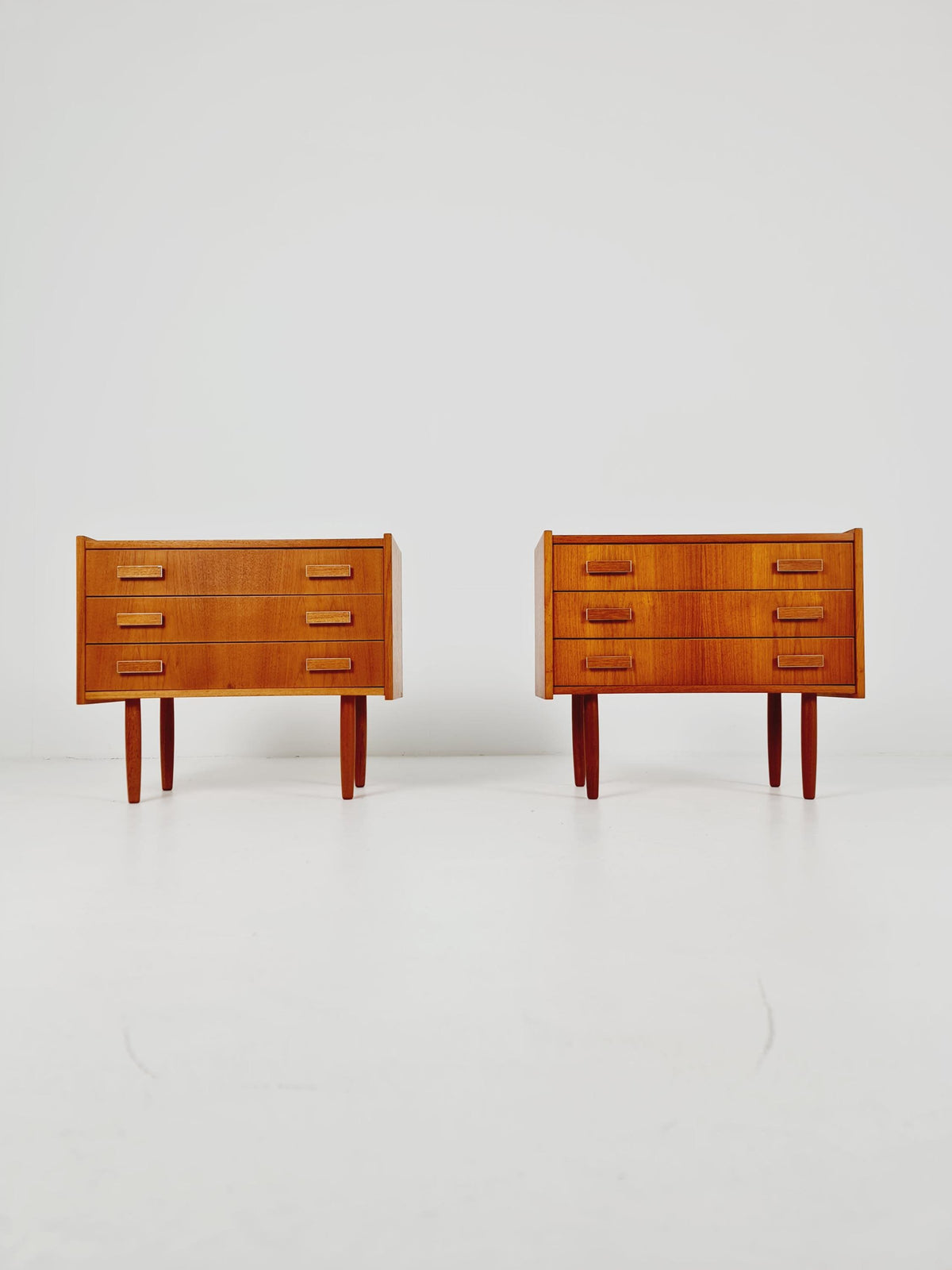 Mid century Danish teak side tables/ Bedside tables/ Nightstands, Denmark BY Ejsing Möbelfabrik , 1960s, set of 2