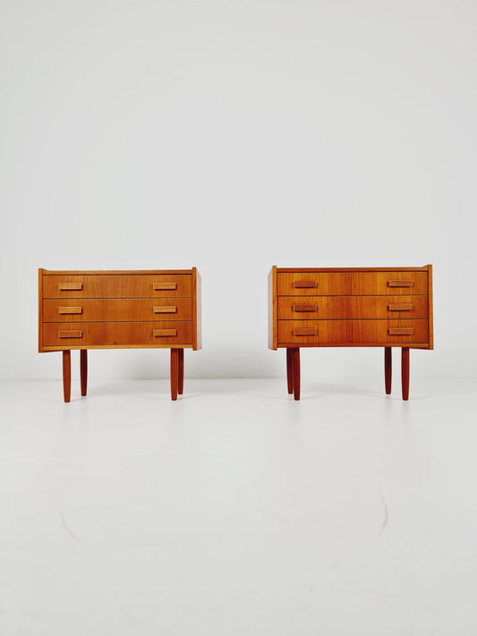Mid century Danish teak side tables/ Bedside tables/ Nightstands, Denmark BY Ejsing Möbelfabrik , 1960s, set of 2