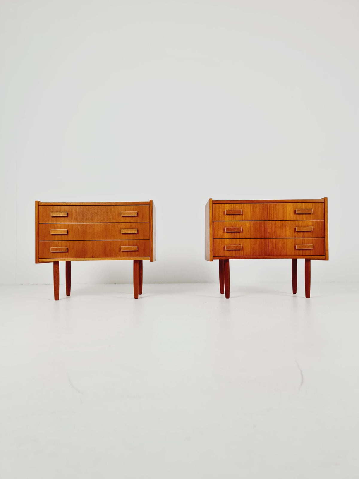 Mid century Danish teak side tables/ Bedside tables/ Nightstands, Denmark BY Ejsing Möbelfabrik , 1960s, set of 2