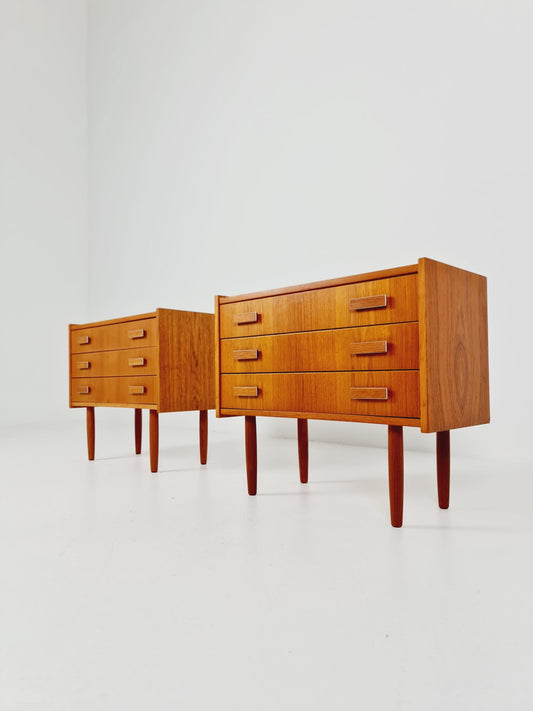 Mid century Danish teak side tables/ Bedside tables/ Nightstands, Denmark BY Ejsing Möbelfabrik , 1960s, set of 2
