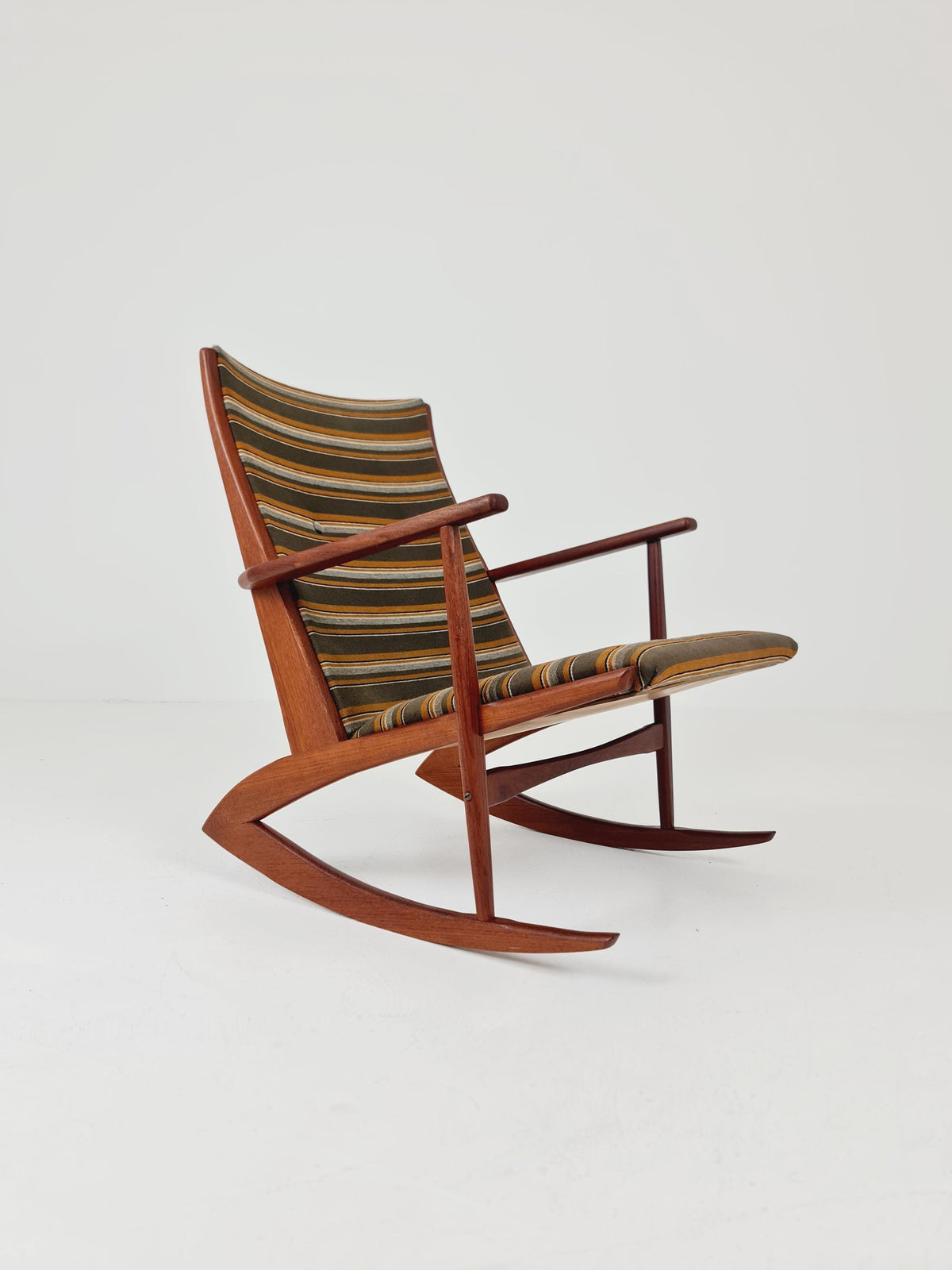 Rare Danish Teak Rocking Chair by Soren Georg Jensen For Kubus Möbelfabrik Modell 87 , 1960s