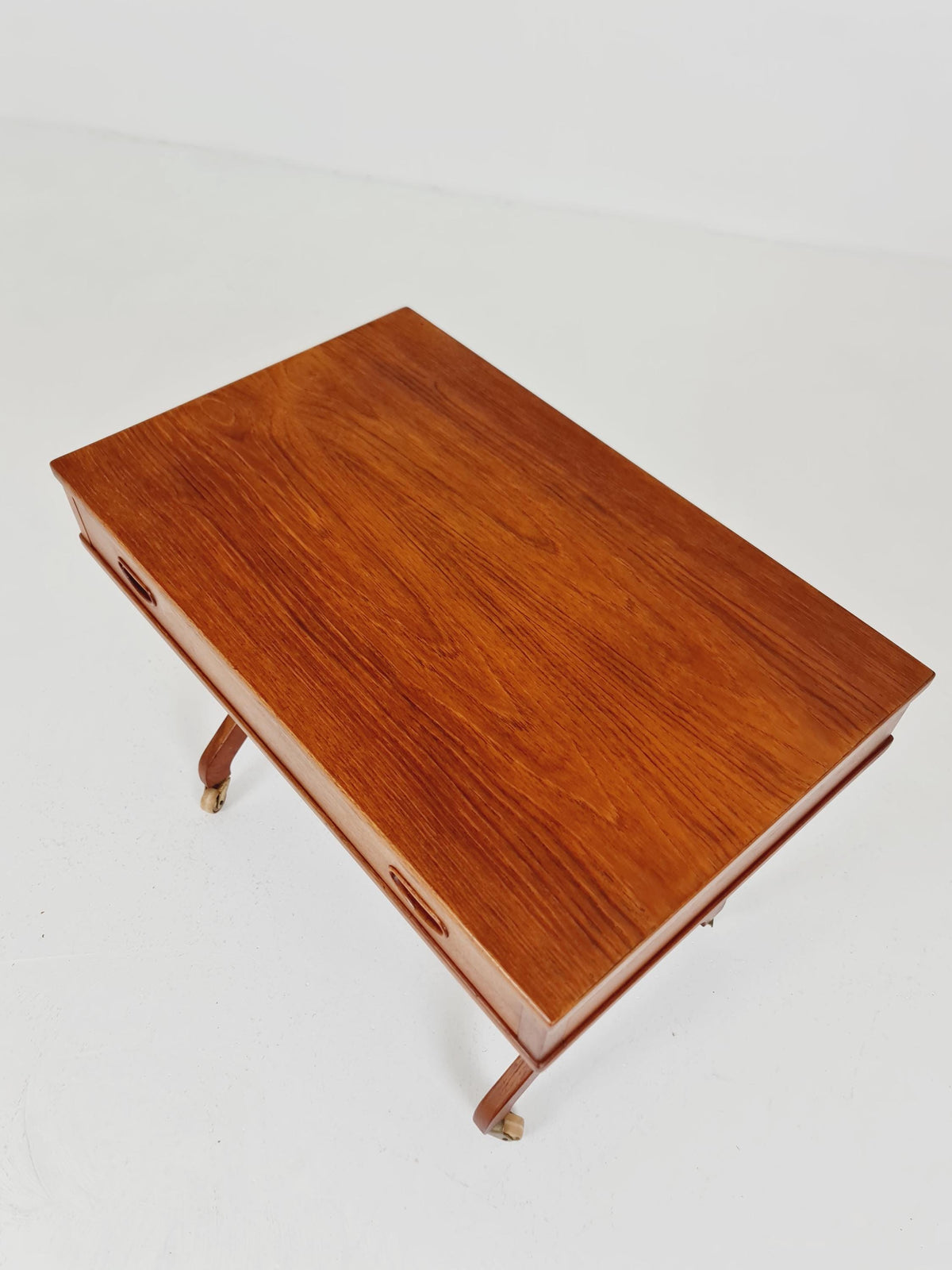 Rare Vintage Danish Teak and rattan sewing table/ side table cabinet , 1960s
