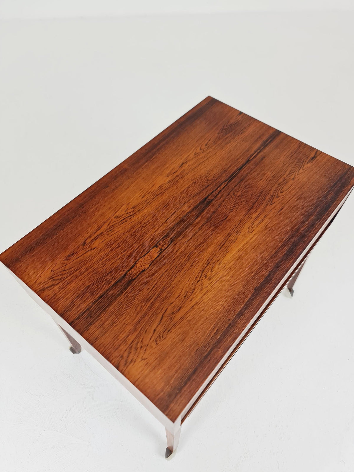 Vintage Danish Rosewood and rattan sewing table/ side table cabinet , 1960s
