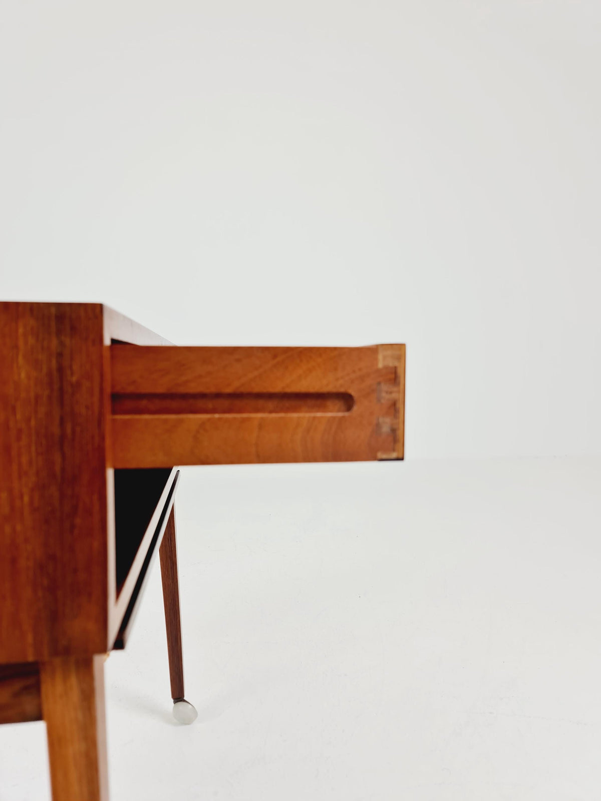 Vintage Danish Rosewood and rattan sewing table/ side table cabinet , 1960s