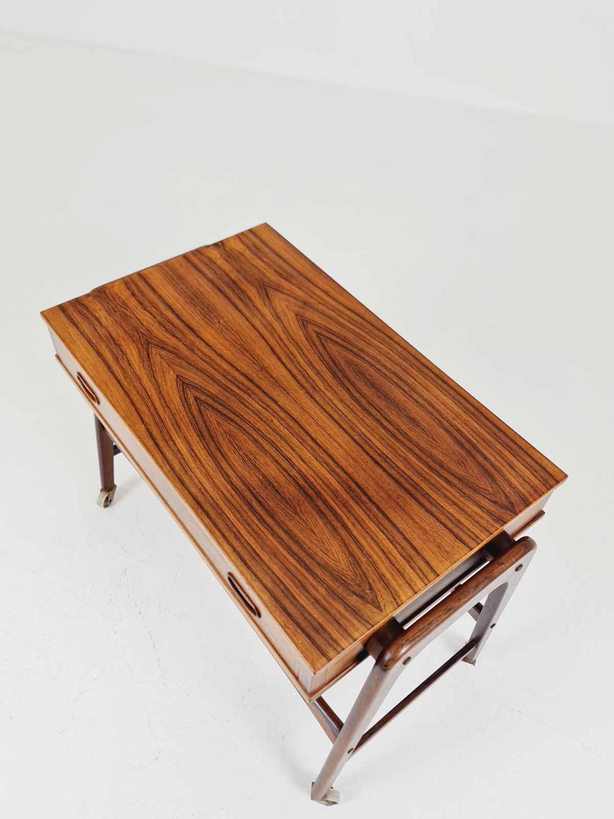 Rare Vintage Danish Rosewood and rattan sewing table/ side table cabinet BY Poul Dinesen , 1960s