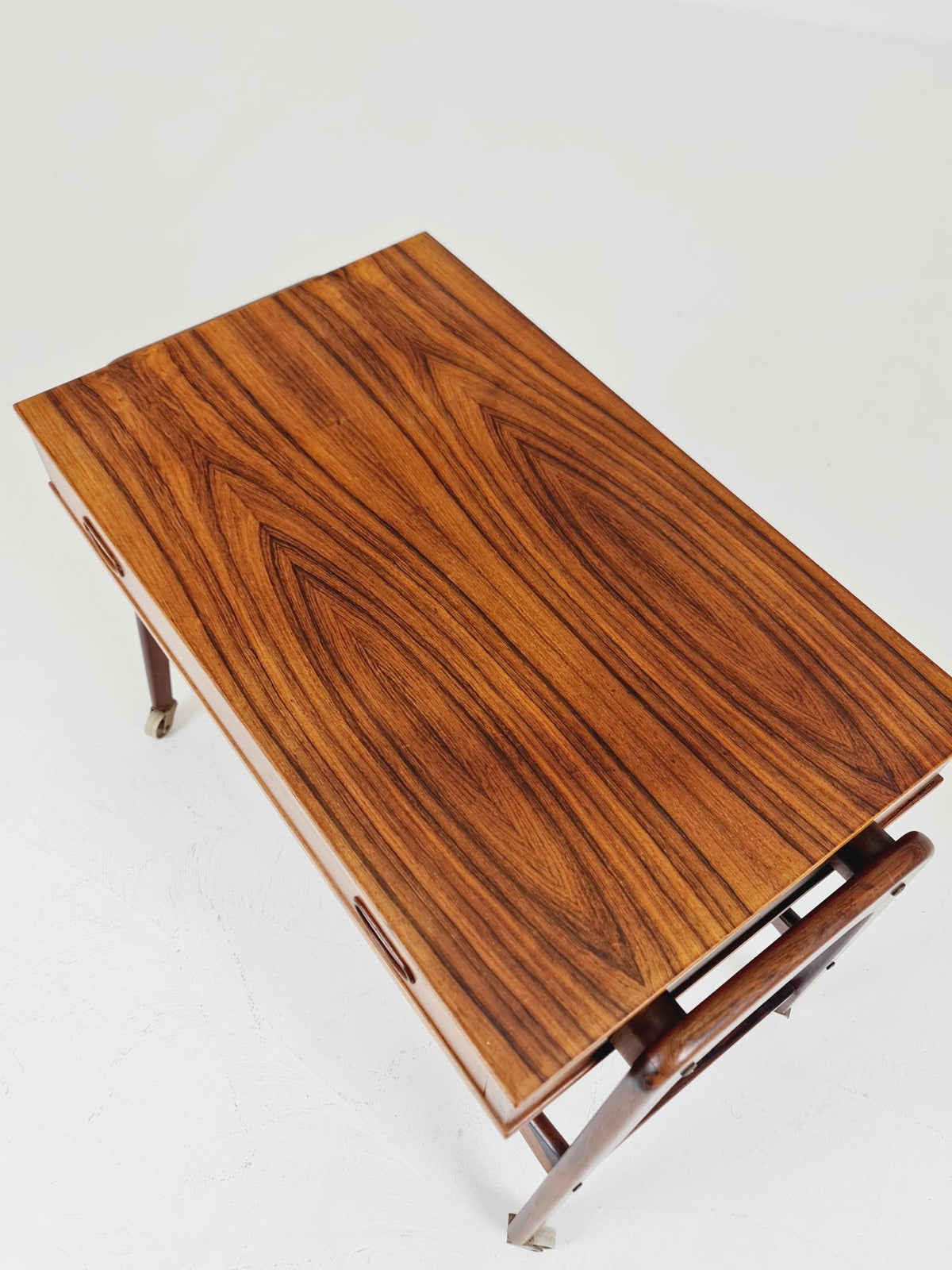 Rare Vintage Danish Rosewood and rattan sewing table/ side table cabinet BY Poul Dinesen , 1960s