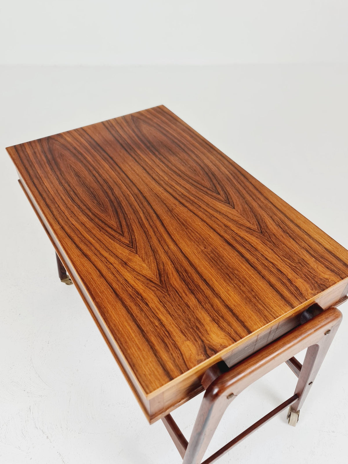 Rare Vintage Danish Rosewood and rattan sewing table/ side table cabinet BY Poul Dinesen , 1960s