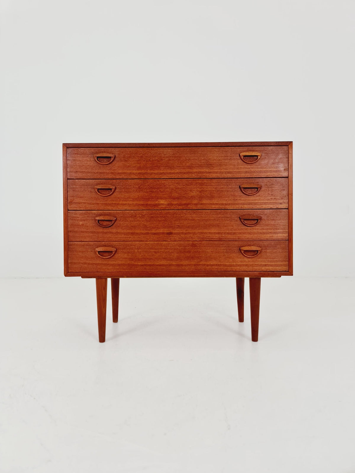 Midcentury danish Teak drawer dresser /4 drawers by Kai Kristiansen for Feldballes Möbelfabrik , 1960s