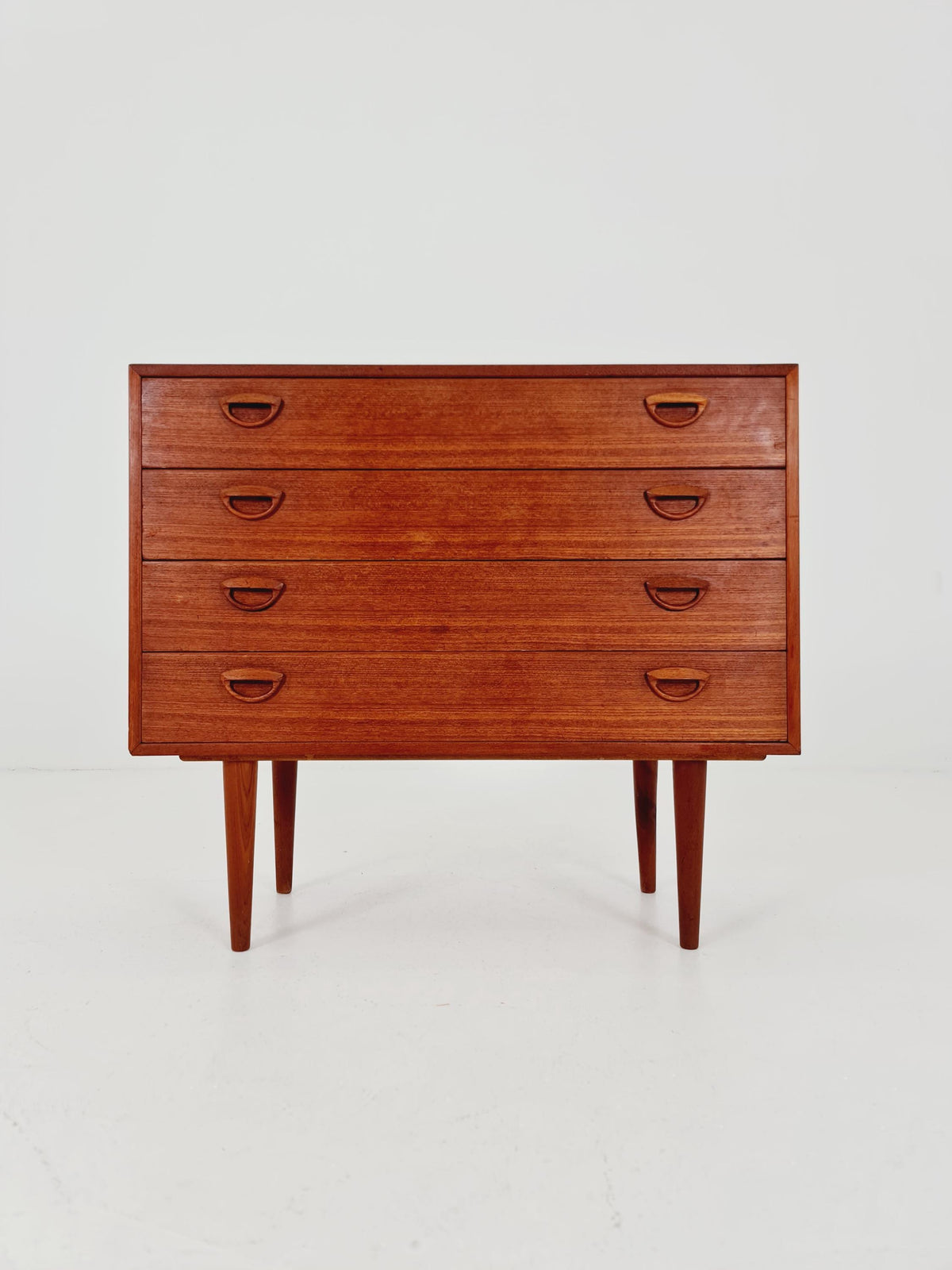 Midcentury danish Teak drawer dresser /4 drawers by Kai Kristiansen for Feldballes Möbelfabrik , 1960s