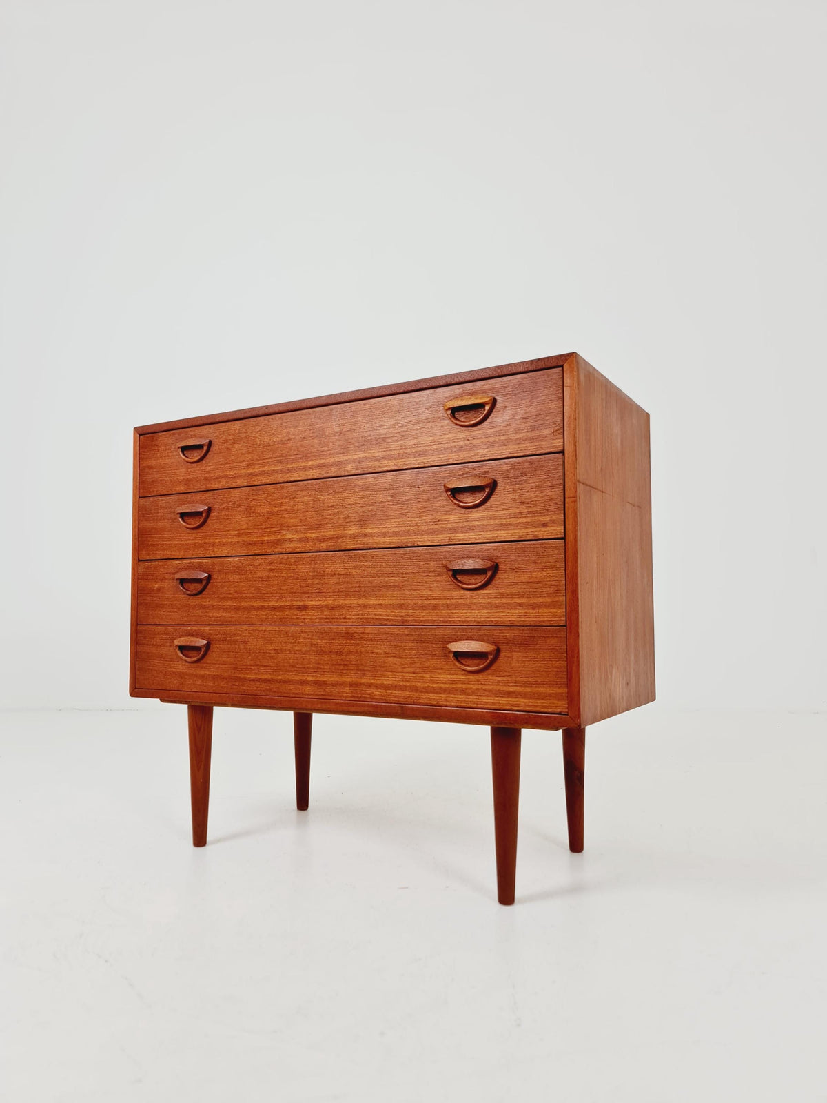 Midcentury danish Teak drawer dresser /4 drawers by Kai Kristiansen for Feldballes Möbelfabrik , 1960s