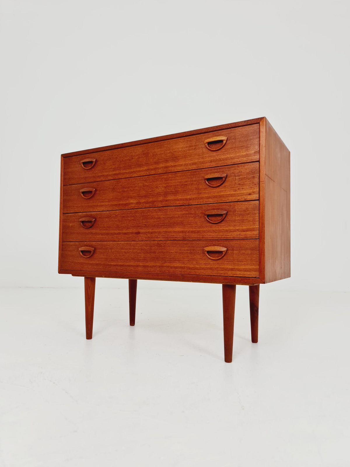 Midcentury danish Teak drawer dresser /4 drawers by Kai Kristiansen for Feldballes Möbelfabrik , 1960s