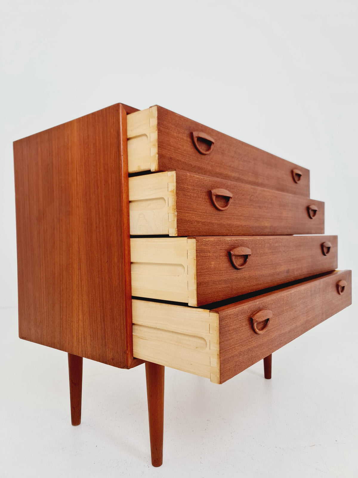 Midcentury danish Teak drawer dresser /4 drawers by Kai Kristiansen for Feldballes Möbelfabrik , 1960s