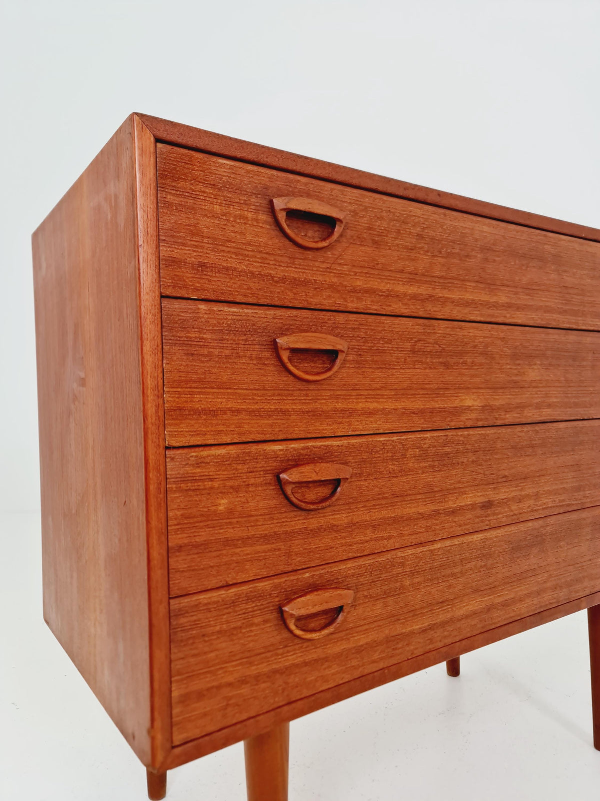 Midcentury danish Teak drawer dresser /4 drawers by Kai Kristiansen for Feldballes Möbelfabrik , 1960s