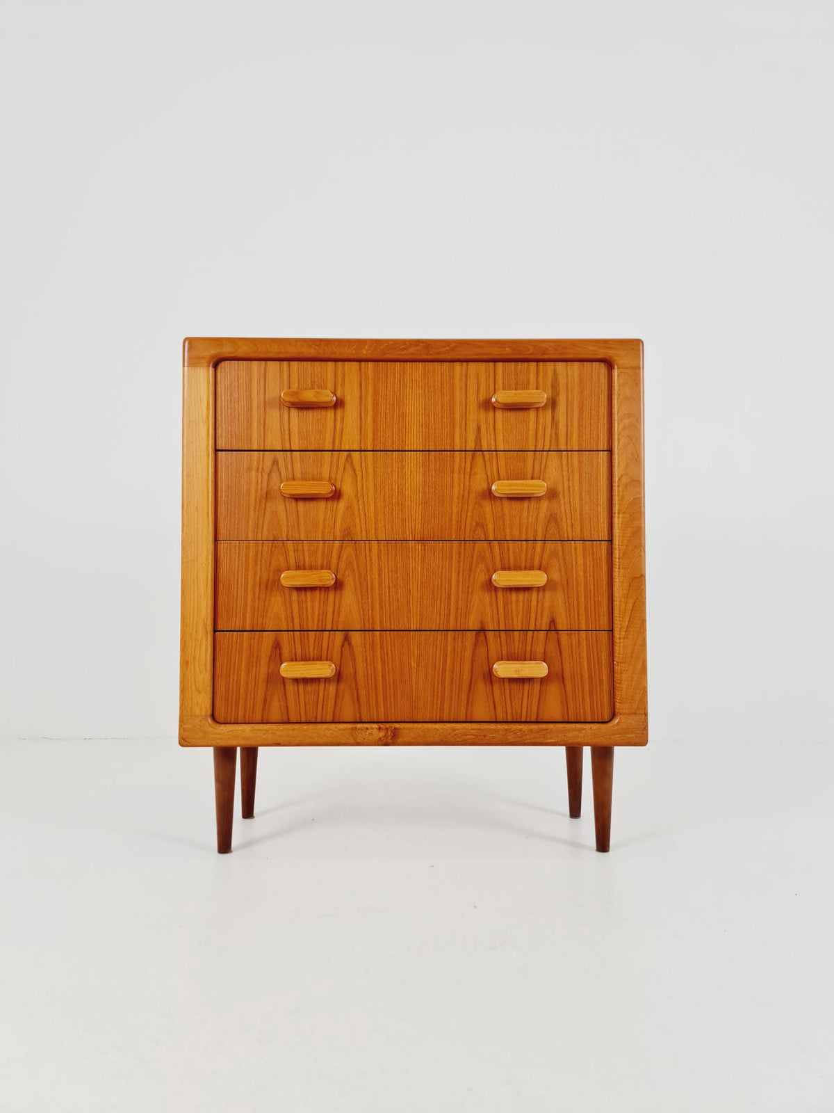 Mid century Solid Danish teak hallway cabinet, chest of drawers By Silkborg Möbelfabrik 1970s