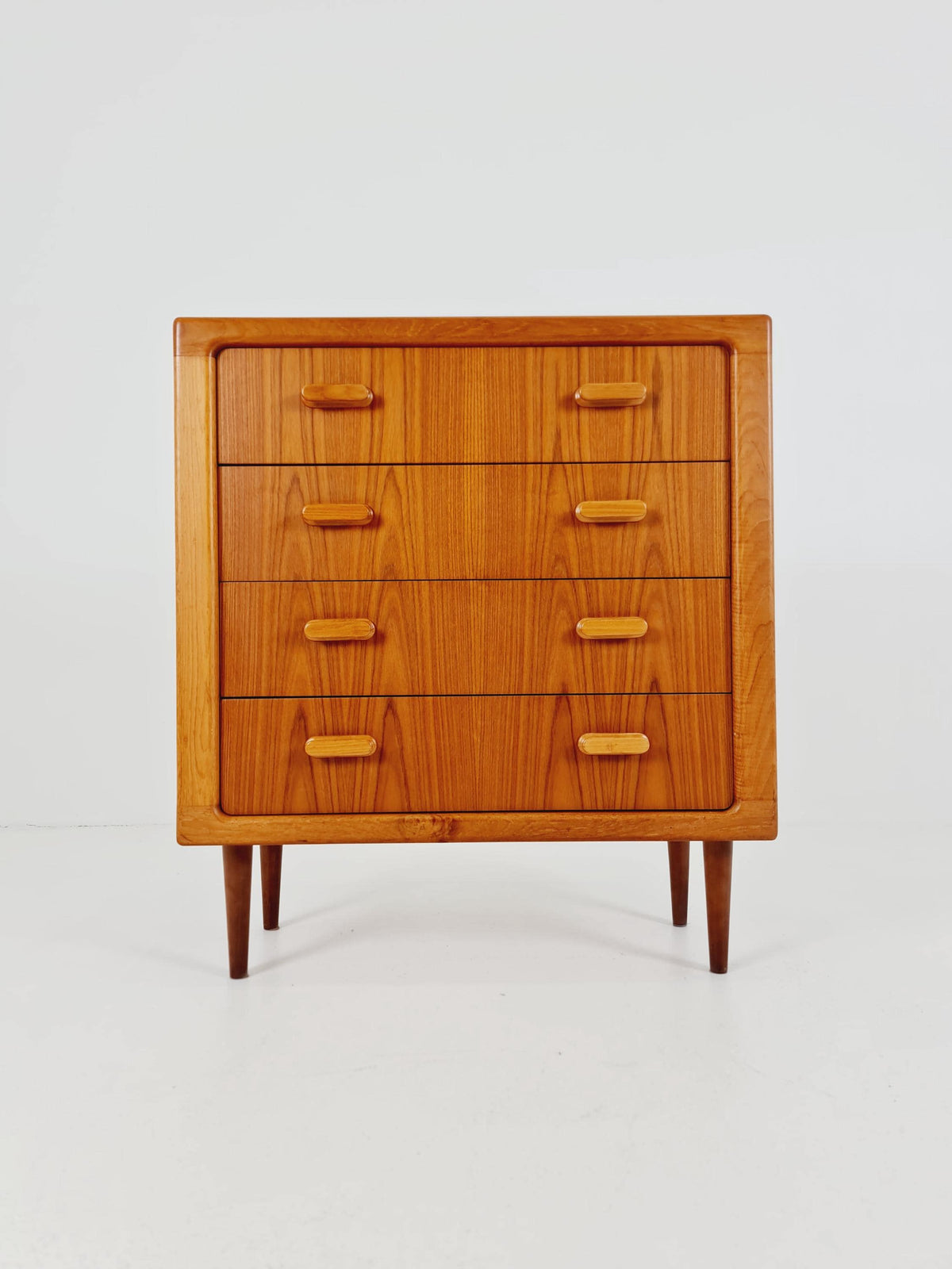 Mid century Solid Danish teak hallway cabinet, chest of drawers By Silkborg Möbelfabrik 1970s