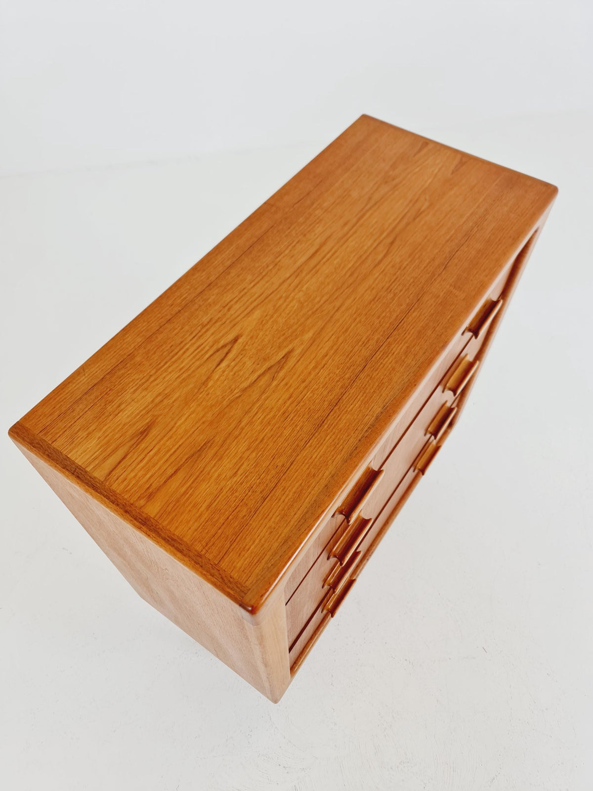 Mid century Solid Danish teak hallway cabinet, chest of drawers By Silkborg Möbelfabrik 1970s
